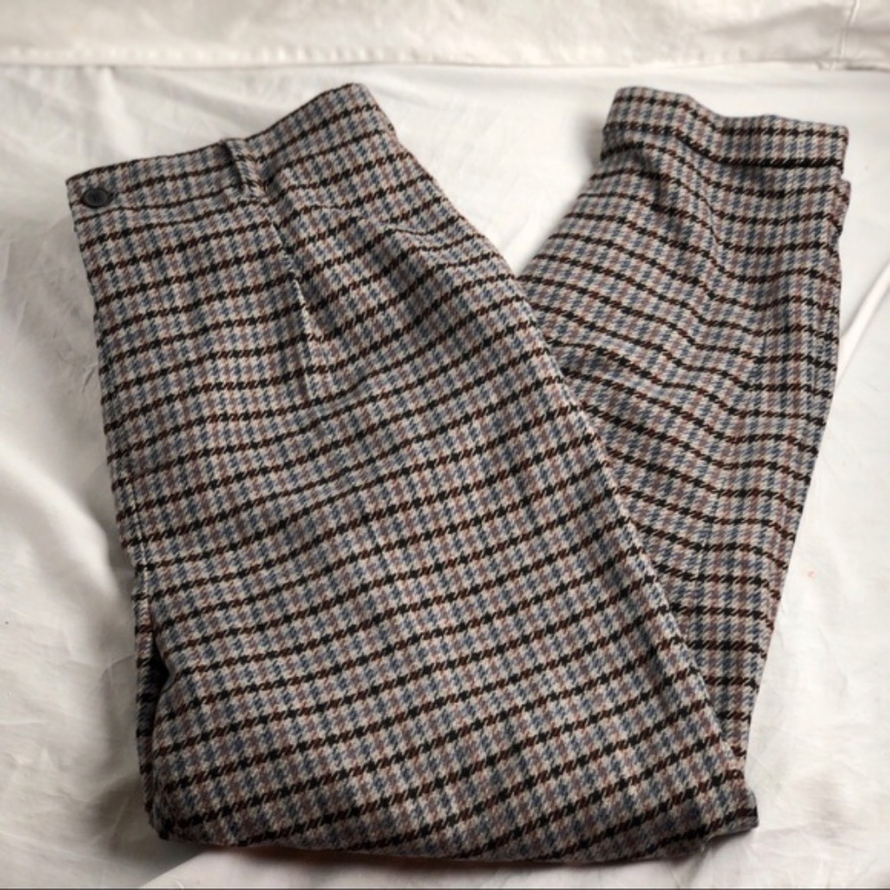 Zara Soft Relaxed Houndstooth Trousers | US L